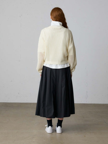 mesh knit zip cardigan