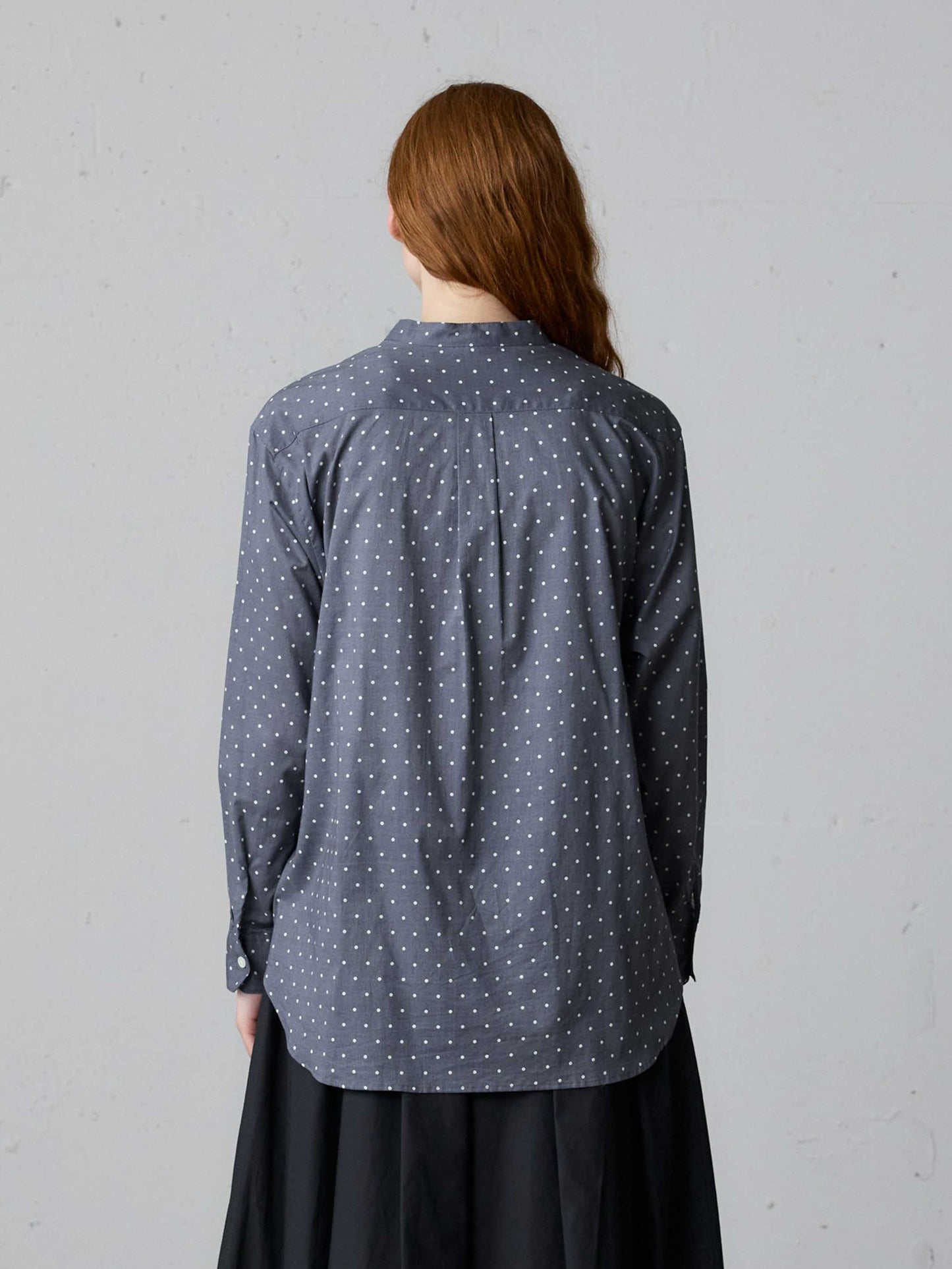 dots band collar shirt