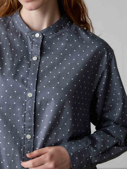dots band collar shirt
