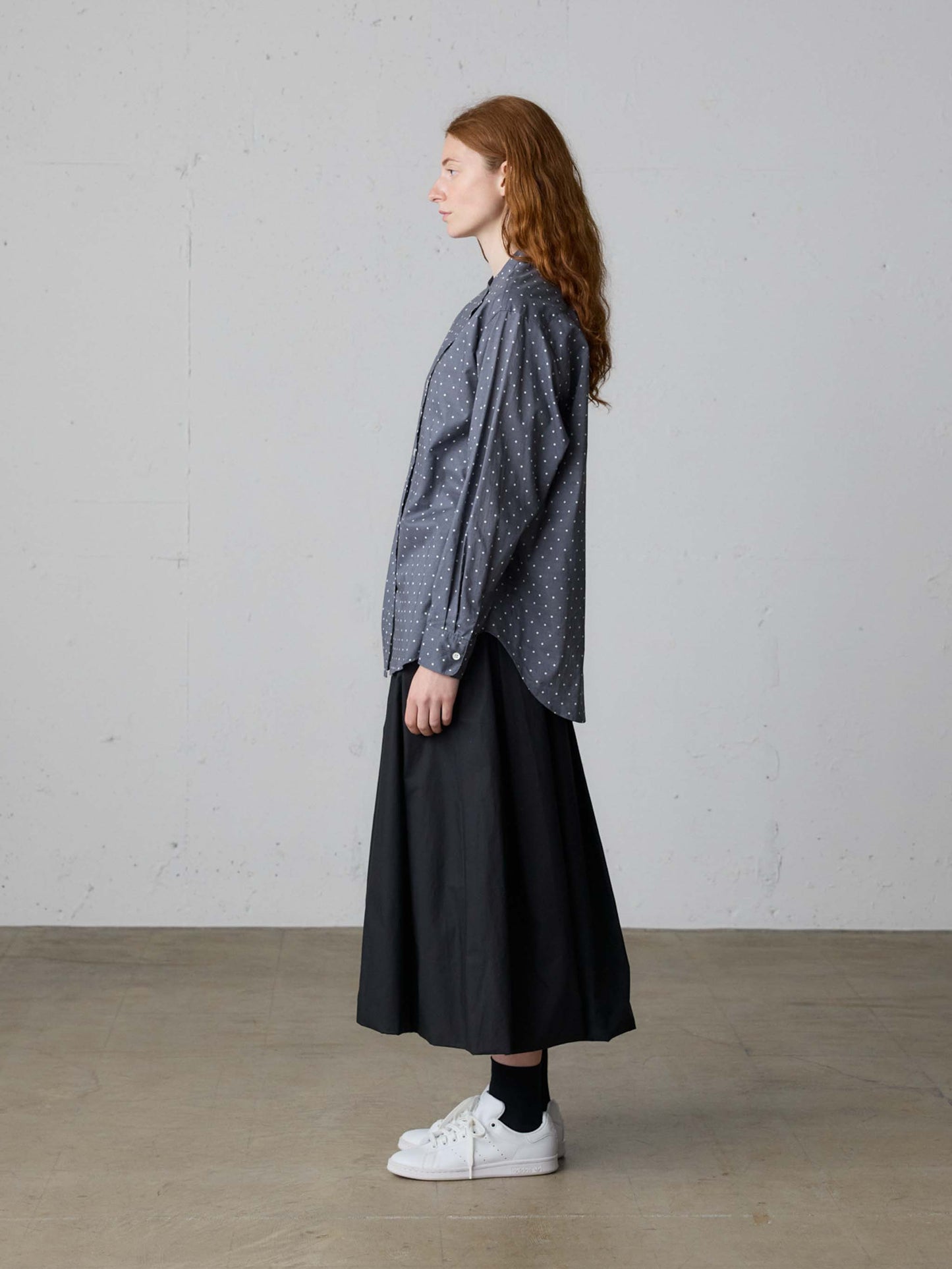 dots band collar shirt