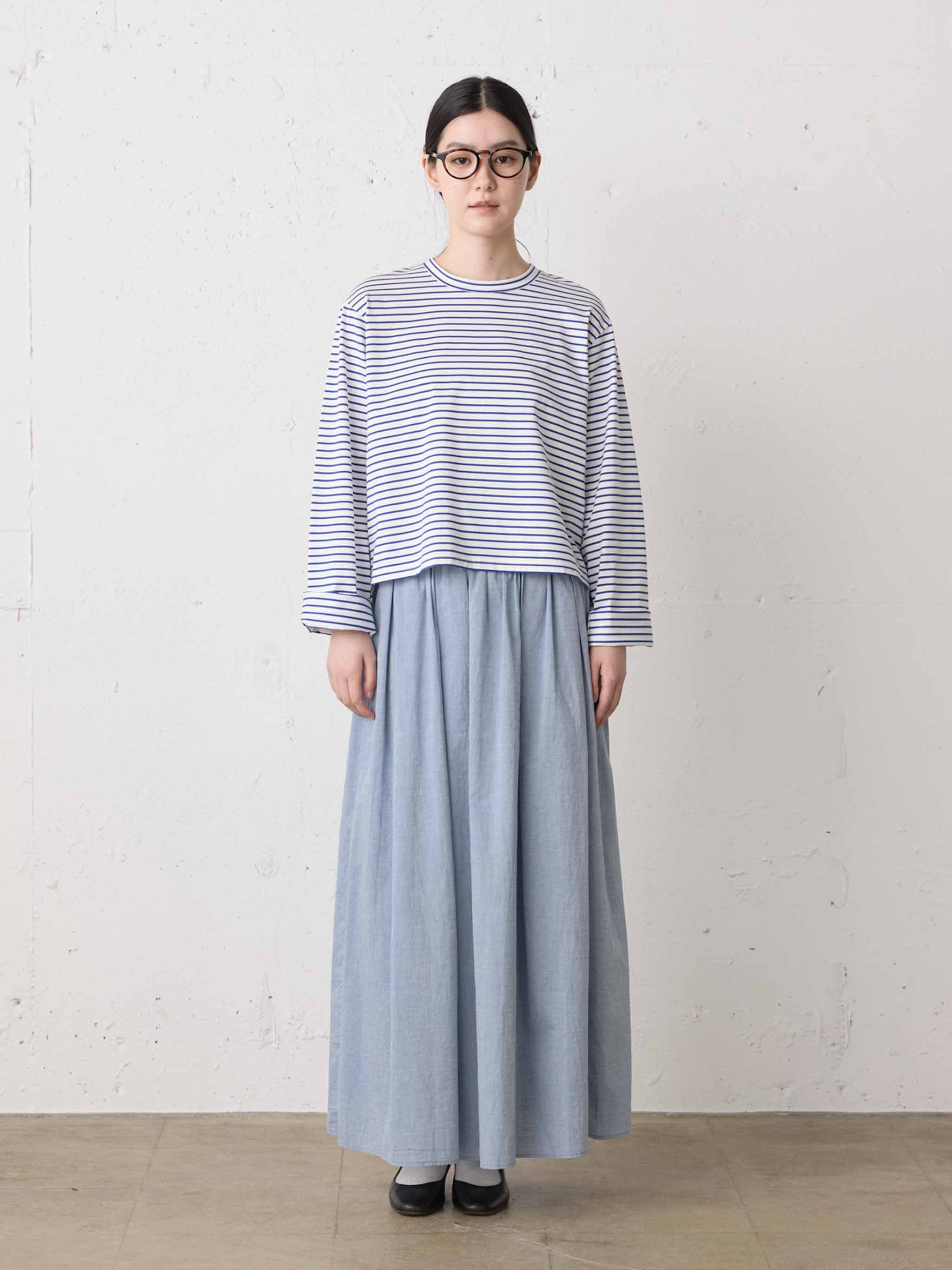 chambray gather skirt