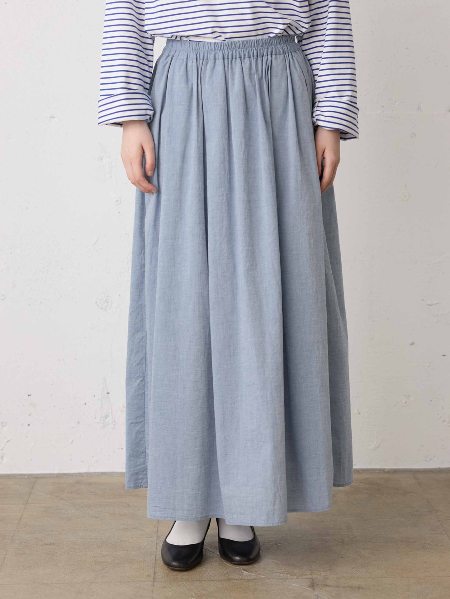 chambray gather skirt