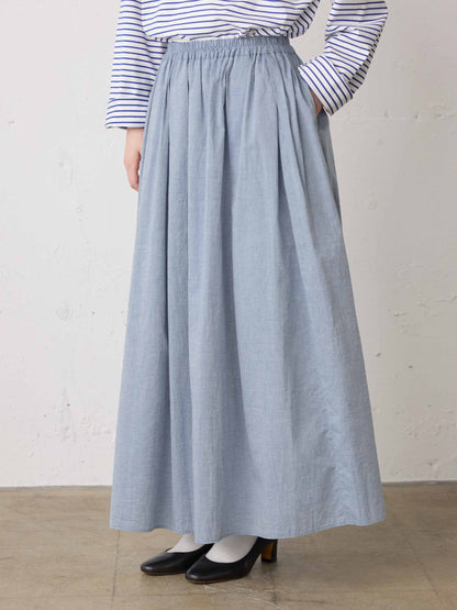 chambray gather skirt