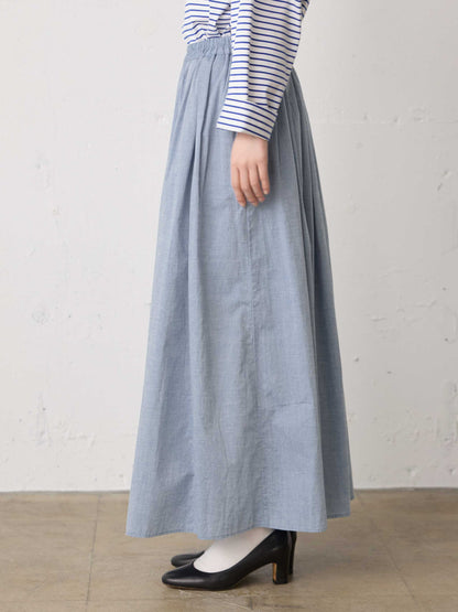 chambray gather skirt
