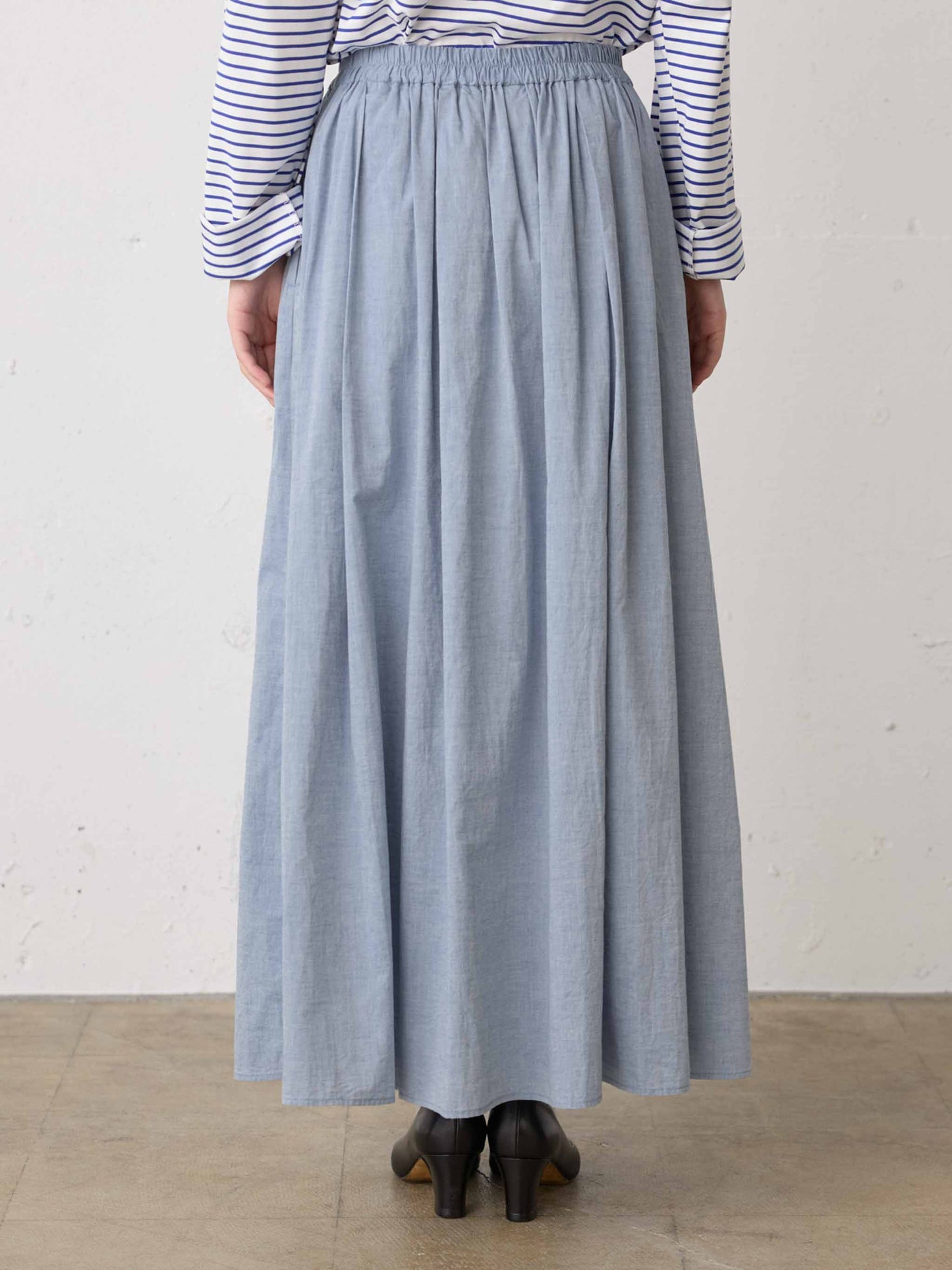 chambray gather skirt