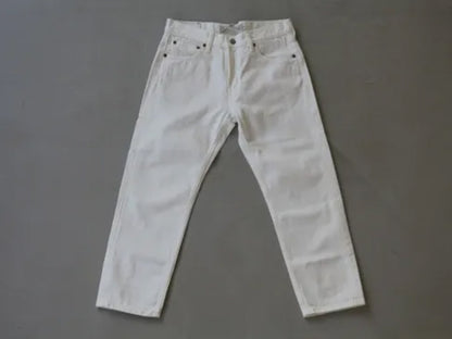 4/5 length white denim pants