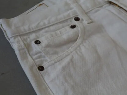 4/5 length white denim pants