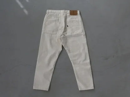 high waist white denim pants