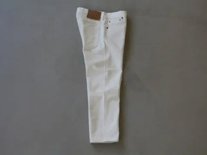 4/5 length white denim pants