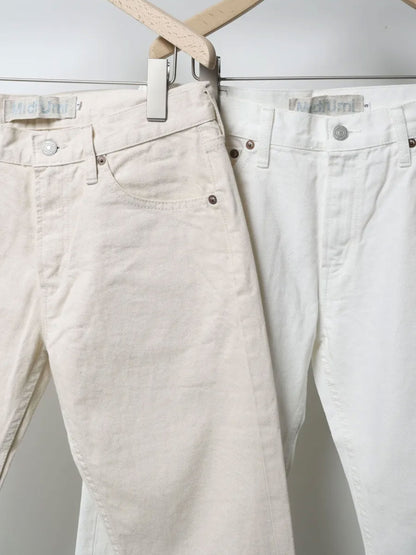 4/5 length white denim pants