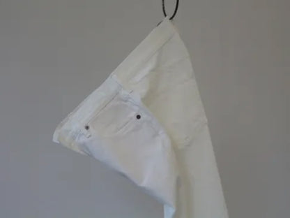 4/5 length white denim pants