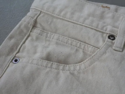 high waist white denim pants
