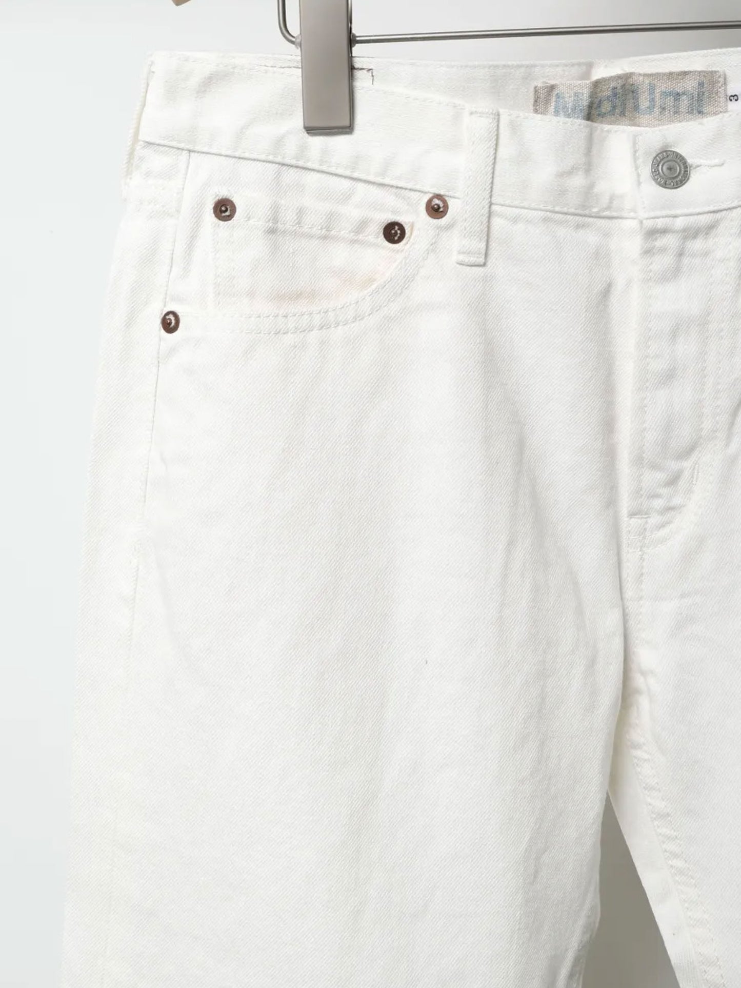 4/5 length white denim pants