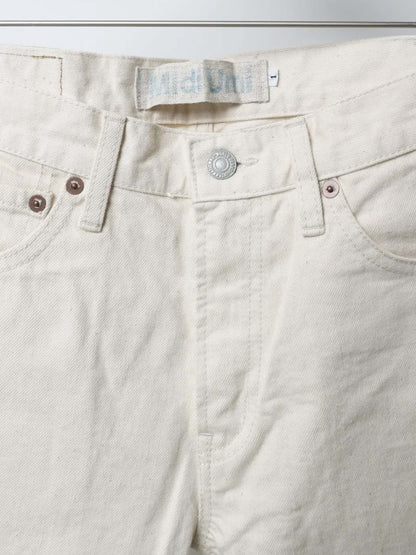 4/5 length white denim pants