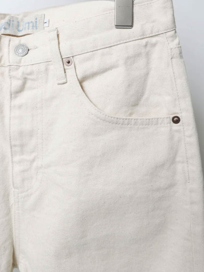high waist white denim pants