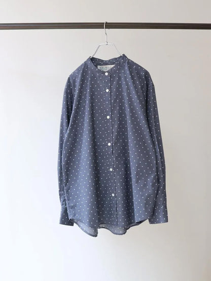 dots band collar shirt