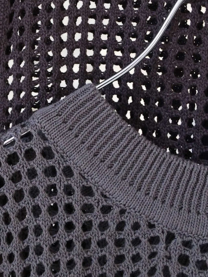 mesh knit zip cardigan