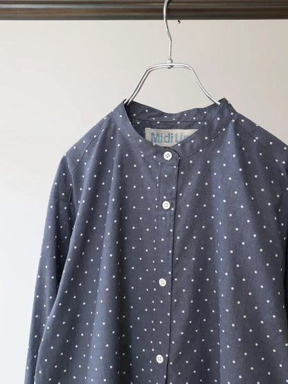 dots band collar shirt