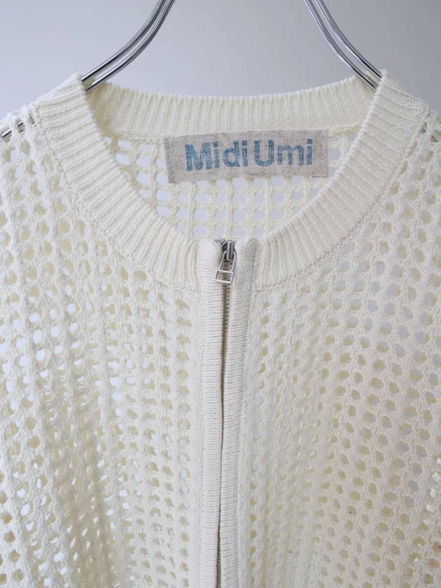 mesh knit zip cardigan