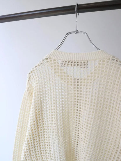 mesh knit zip cardigan