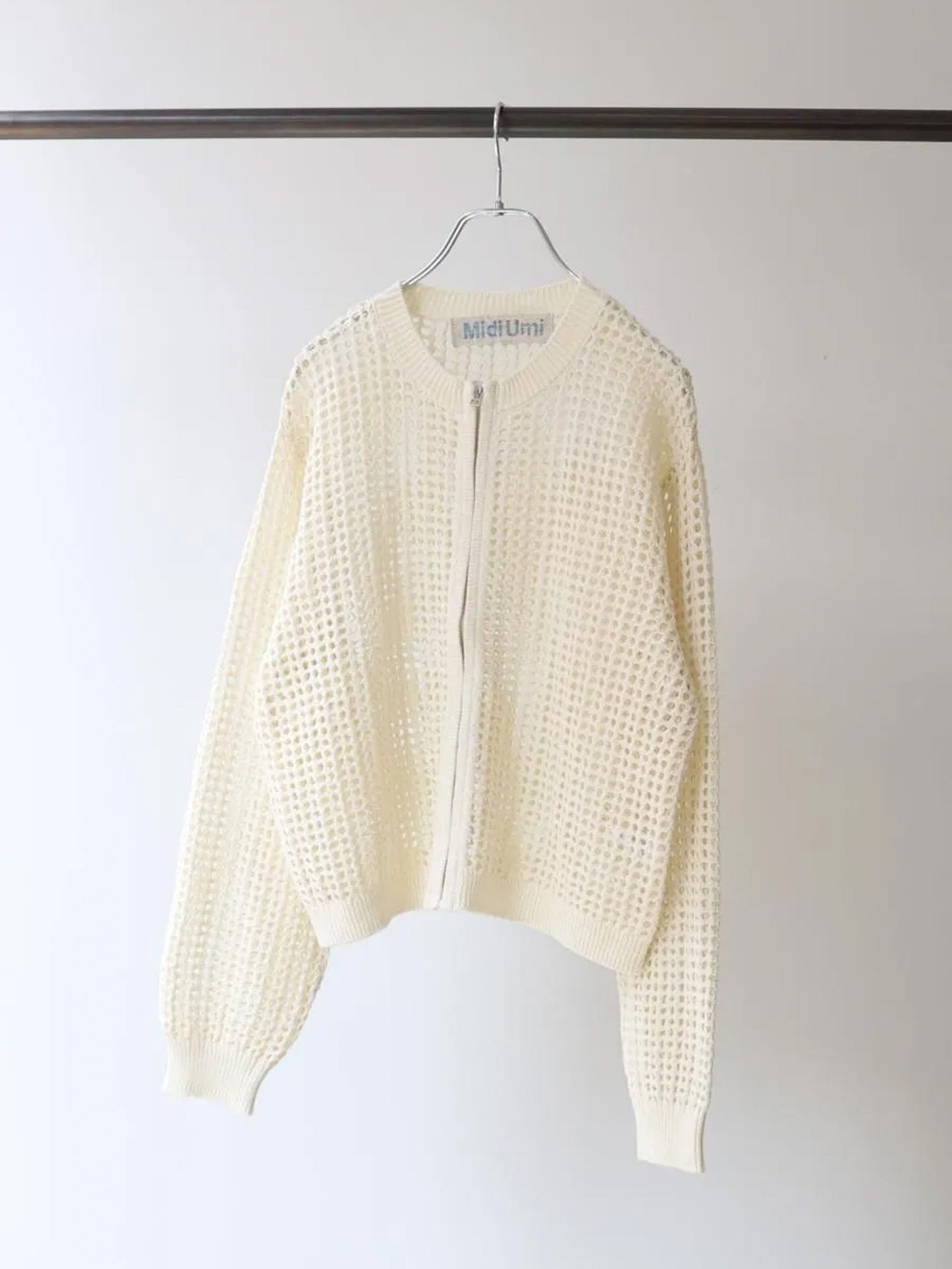 mesh knit zip cardigan