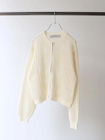 mesh knit zip cardigan