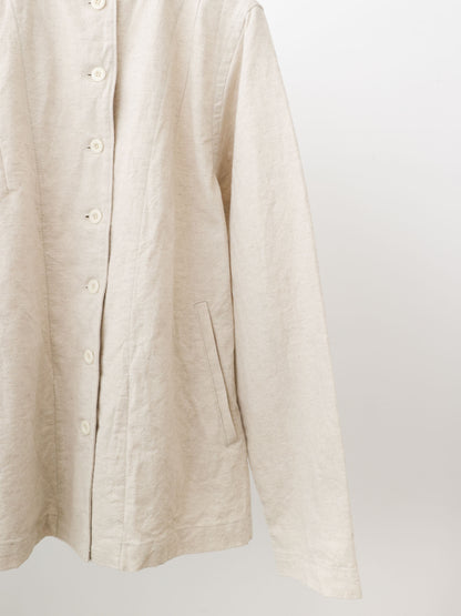 cotton linen stand collar jacket