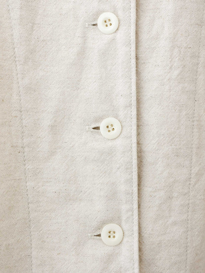 cotton linen stand collar jacket