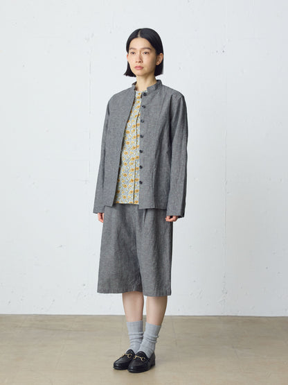 cotton linen stand collar jacket