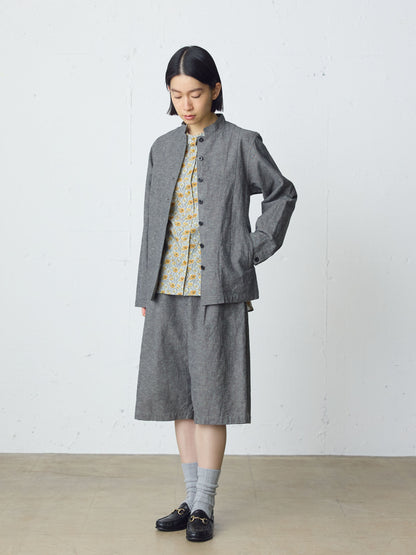 cotton linen stand collar jacket