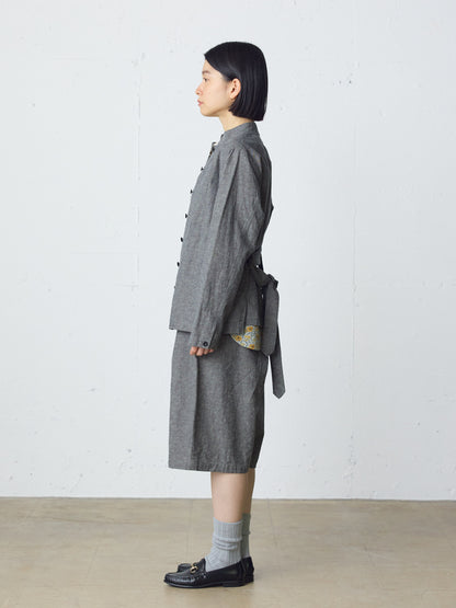cotton linen stand collar jacket
