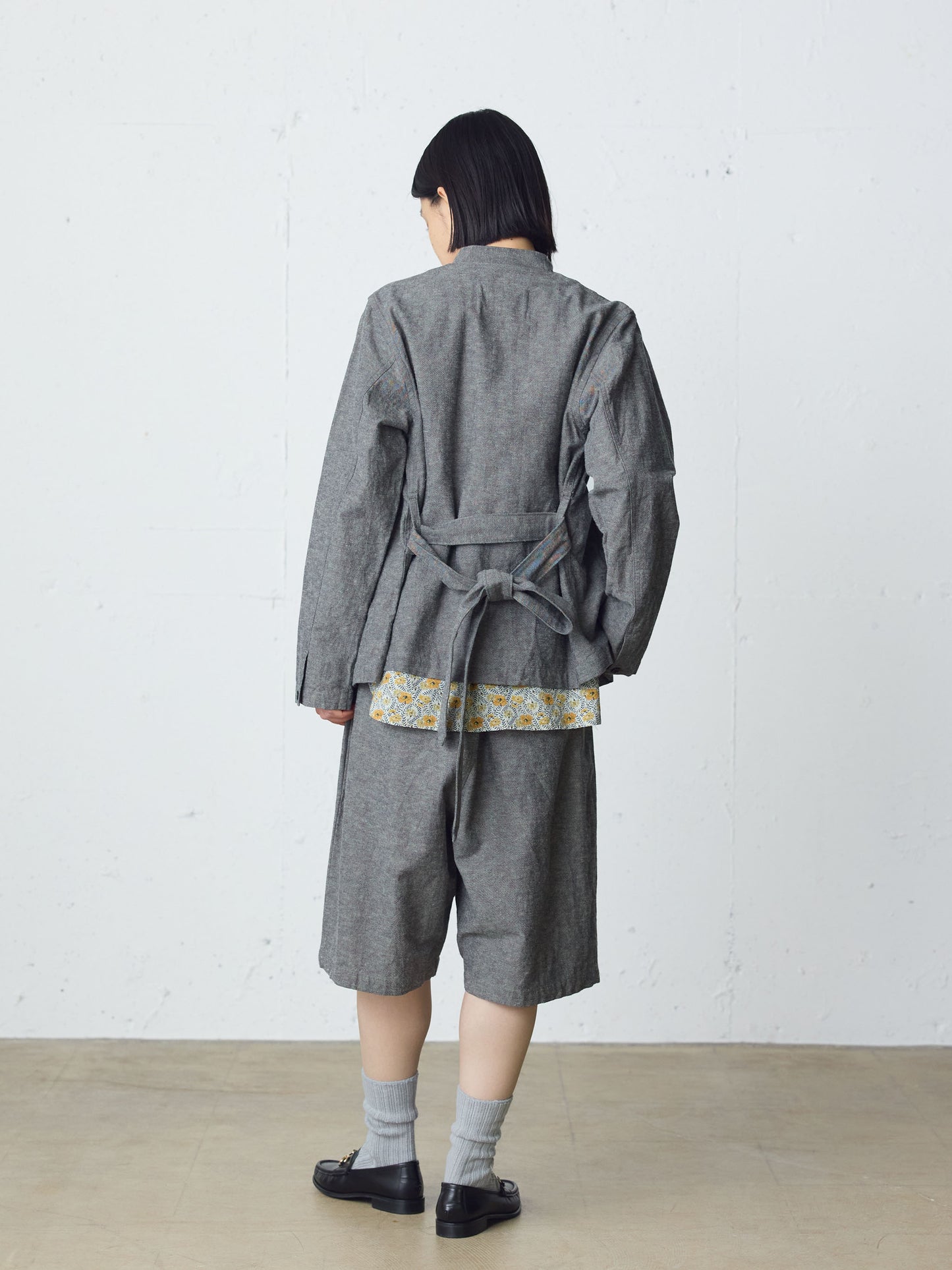 cotton linen stand collar jacket