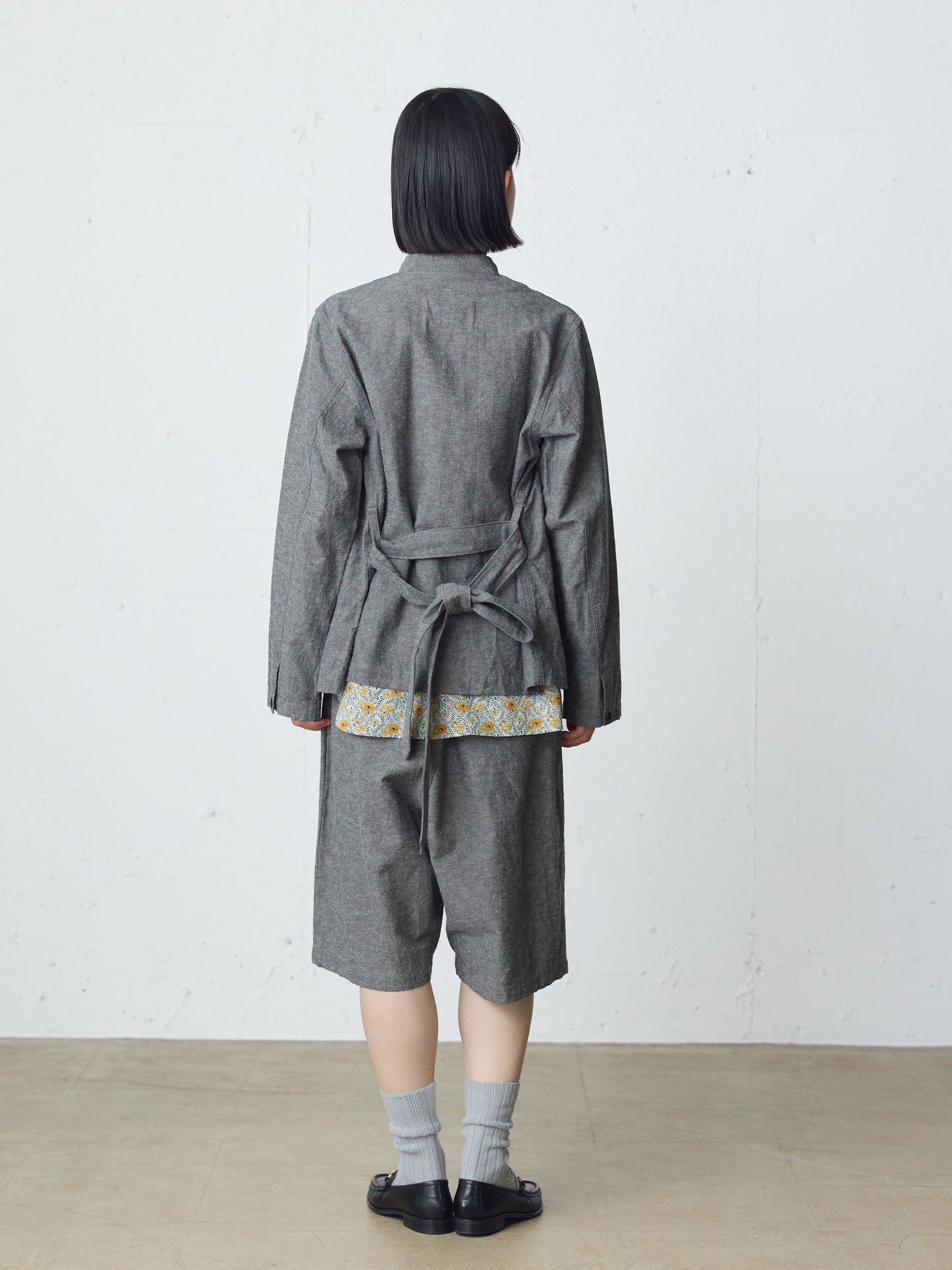 cotton linen stand collar jacket