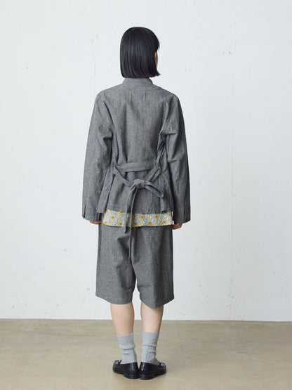 cotton linen stand collar jacket