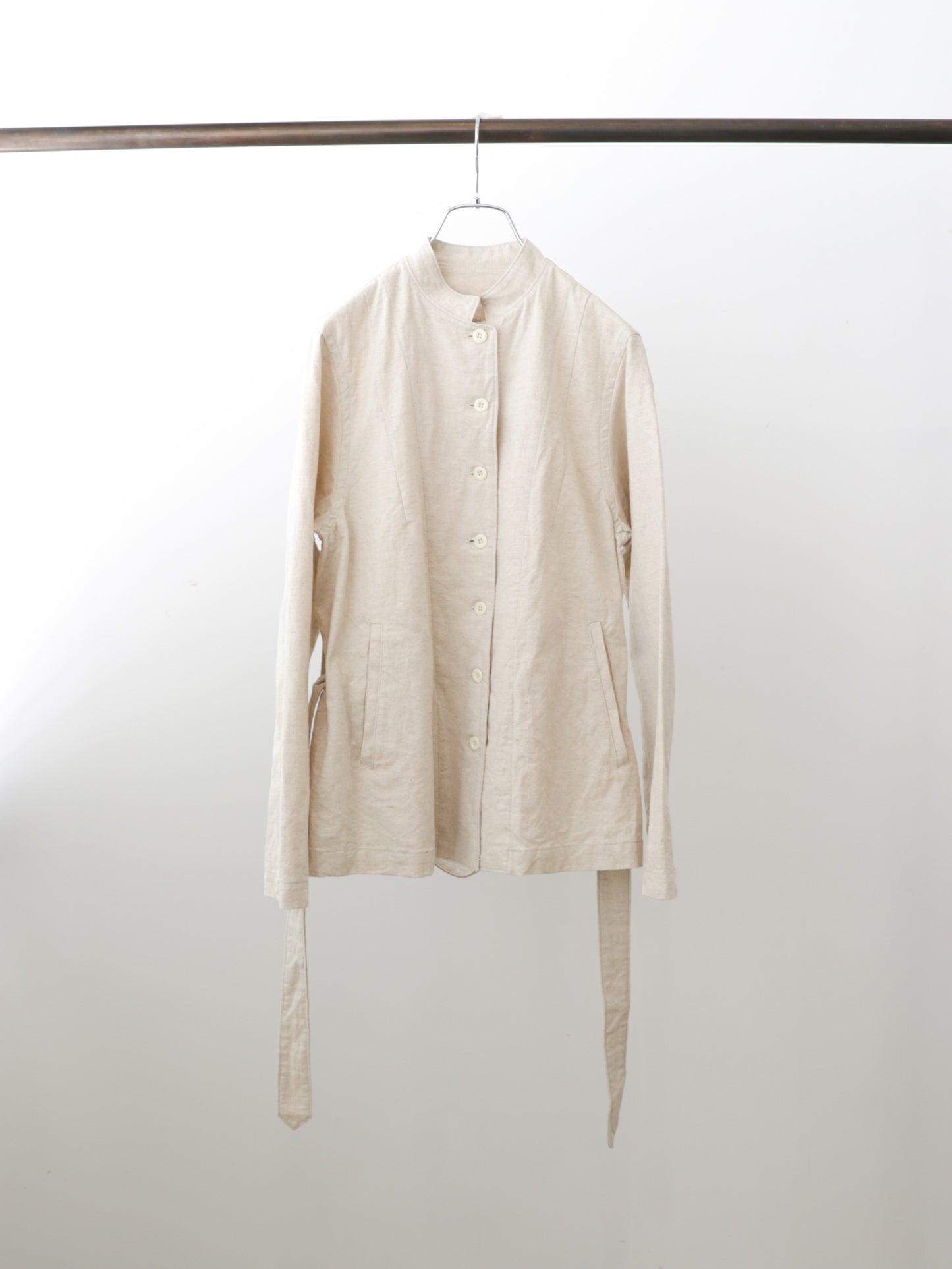 cotton linen stand collar jacket