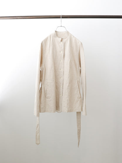 cotton linen stand collar jacket