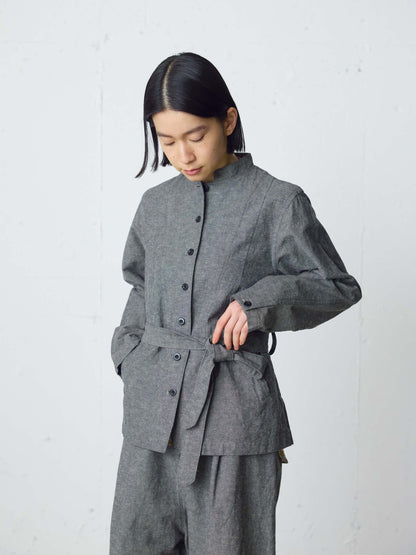 cotton linen stand collar jacket