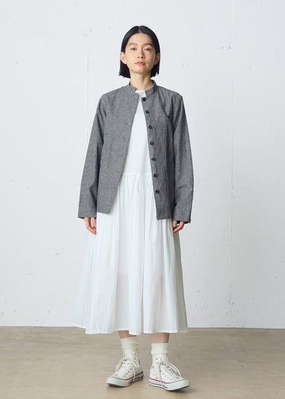 cotton linen stand collar jacket