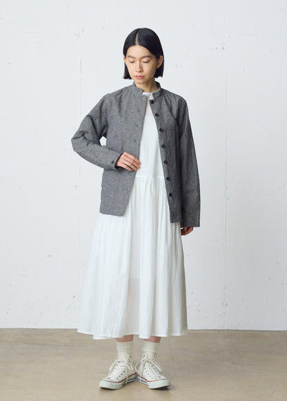 cotton linen stand collar jacket