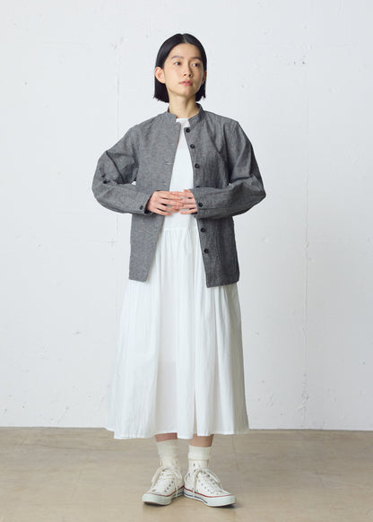 cotton linen stand collar jacket