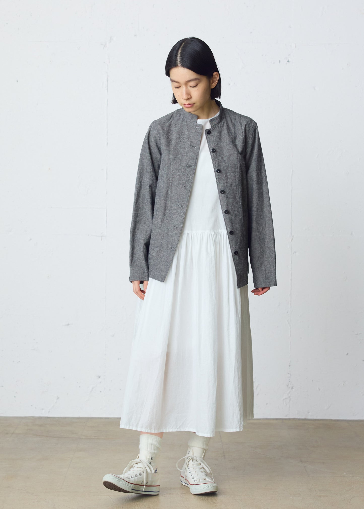 cotton linen stand collar jacket