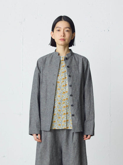 cotton linen stand collar jacket