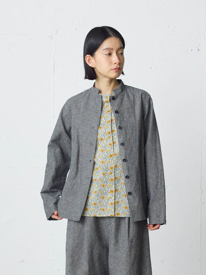cotton linen stand collar jacket