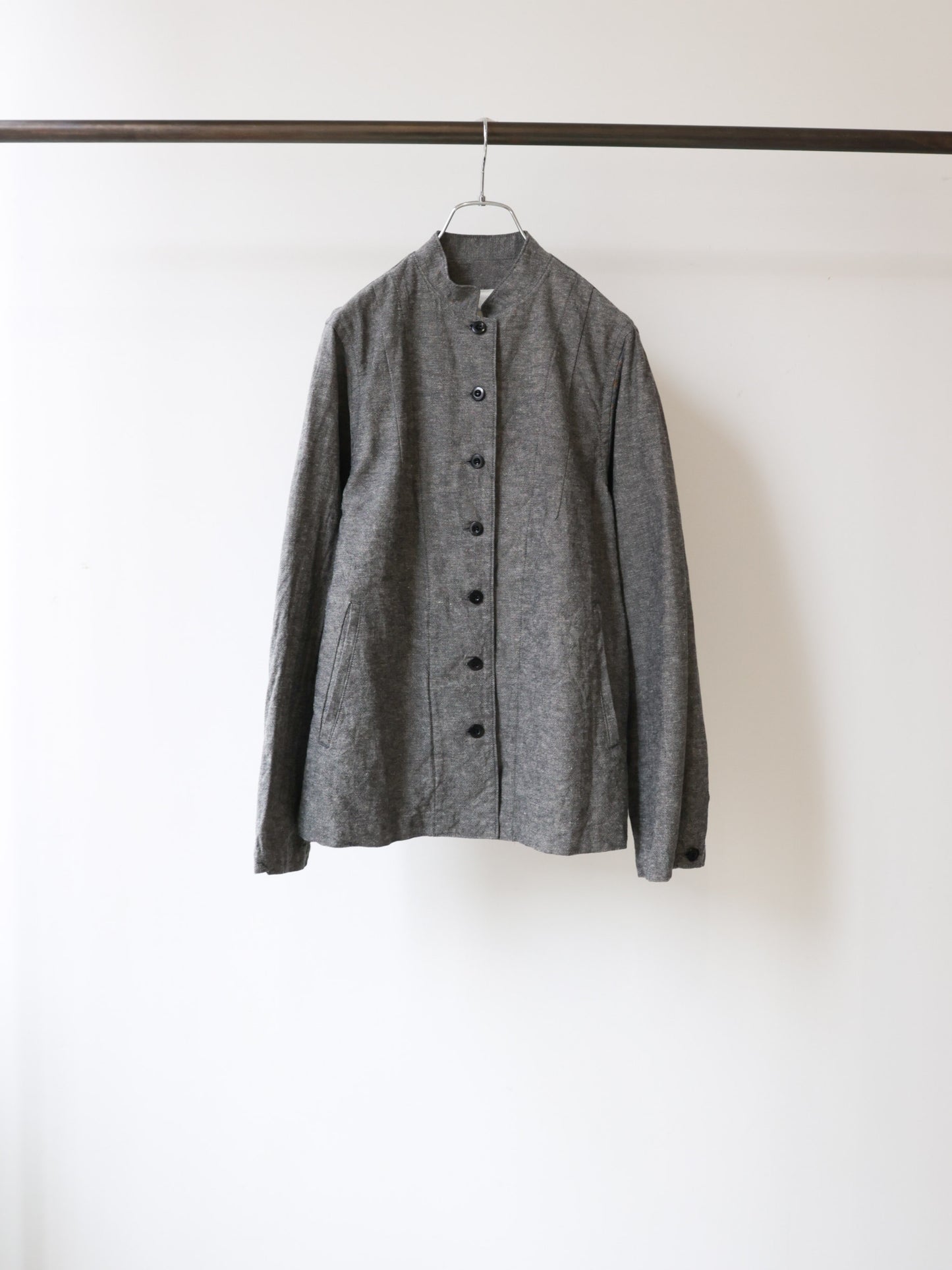 cotton linen stand collar jacket