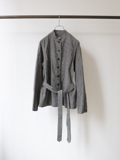 cotton linen stand collar jacket