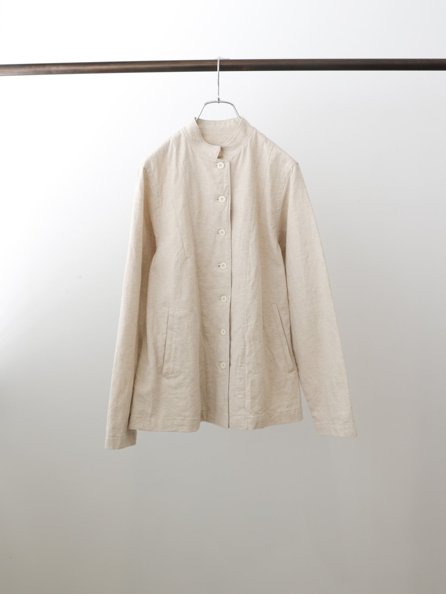 cotton linen stand collar jacket