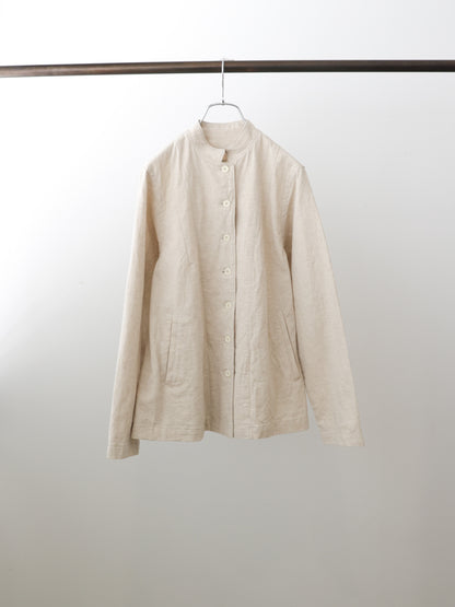 cotton linen stand collar jacket
