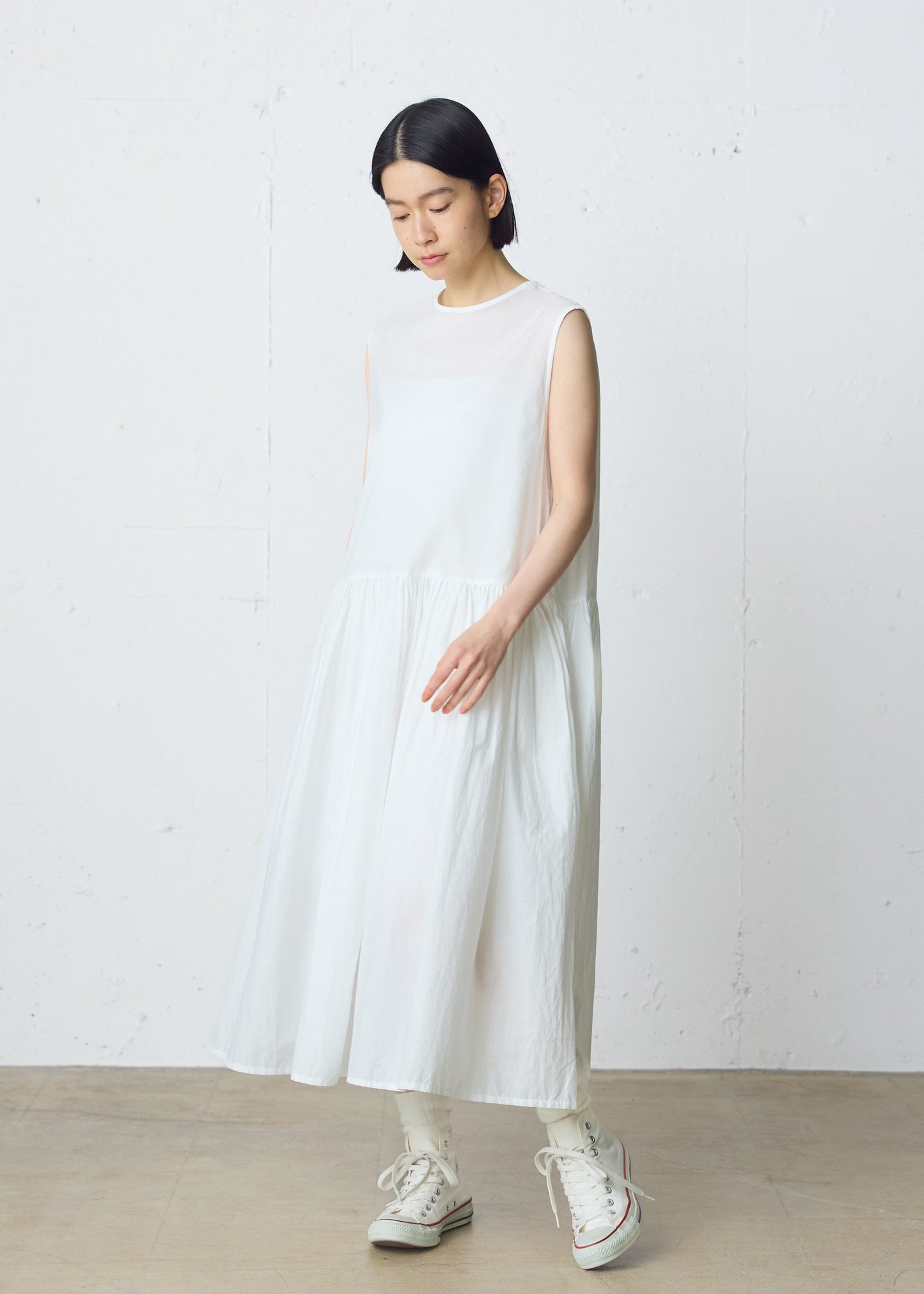 gathered no sleeve one-piece