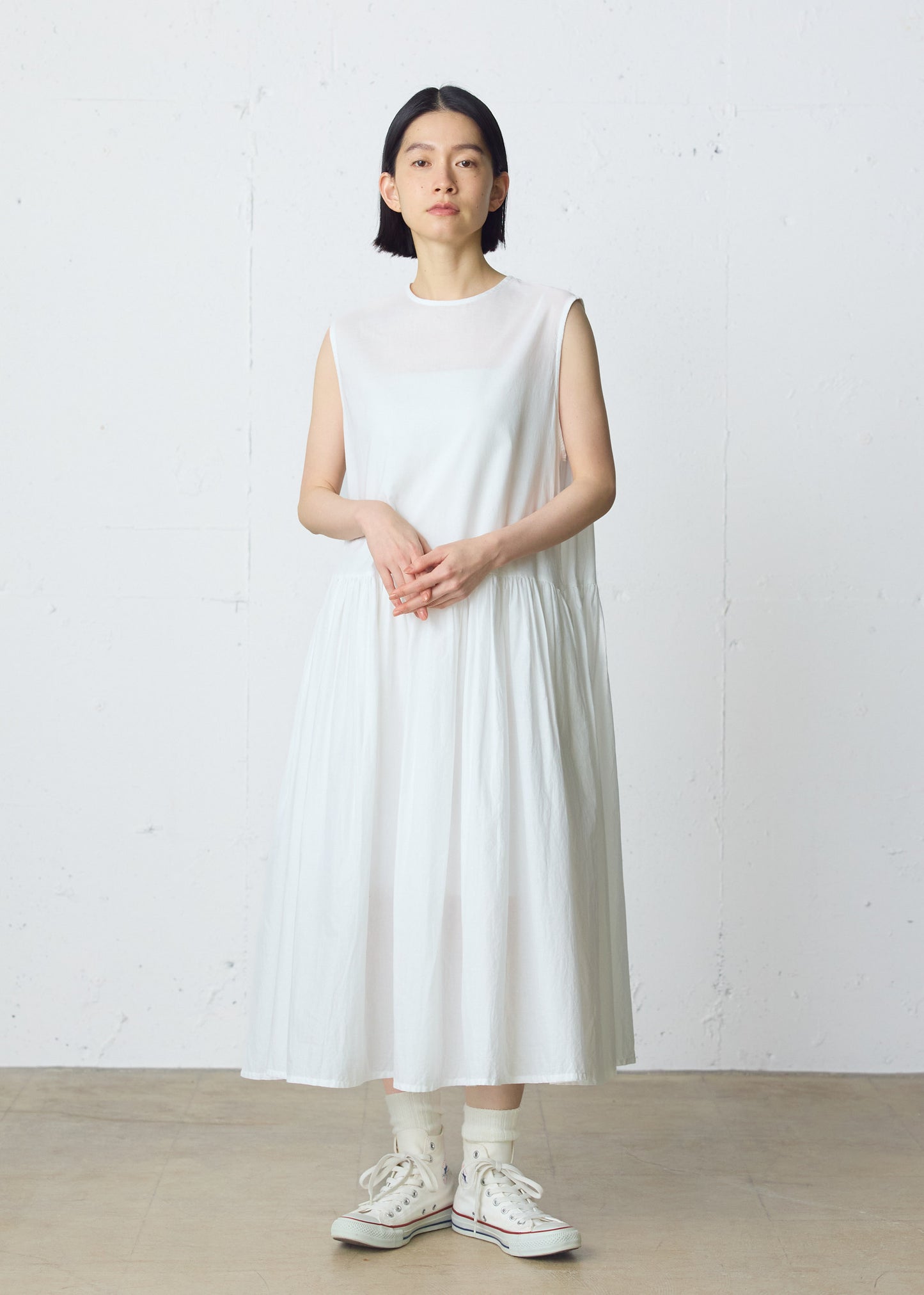 gathered no sleeve one-piece