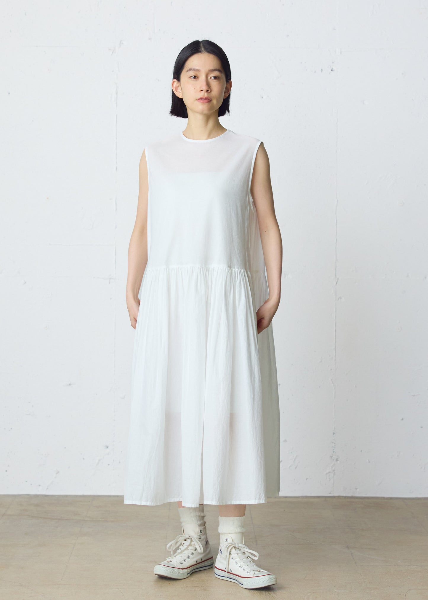 gathered no sleeve one-piece